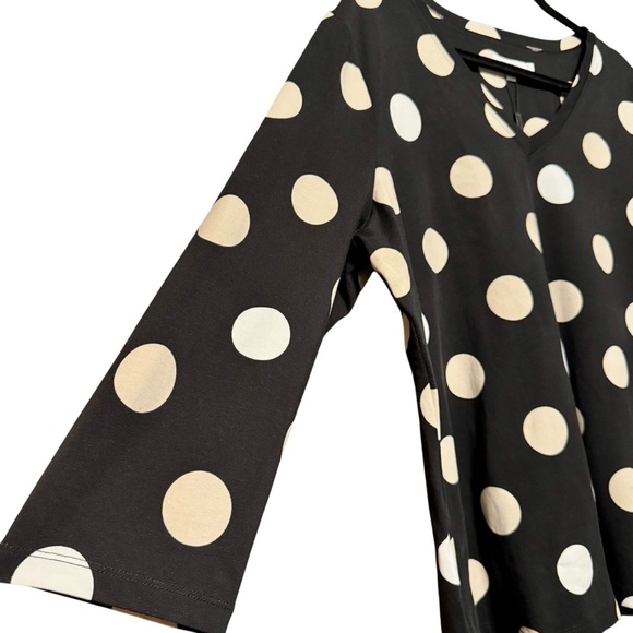 Chico’s The Perfect Tee 3/4 Sleeve Polka Dot Black Top Size 1X - Picture 7 of 11